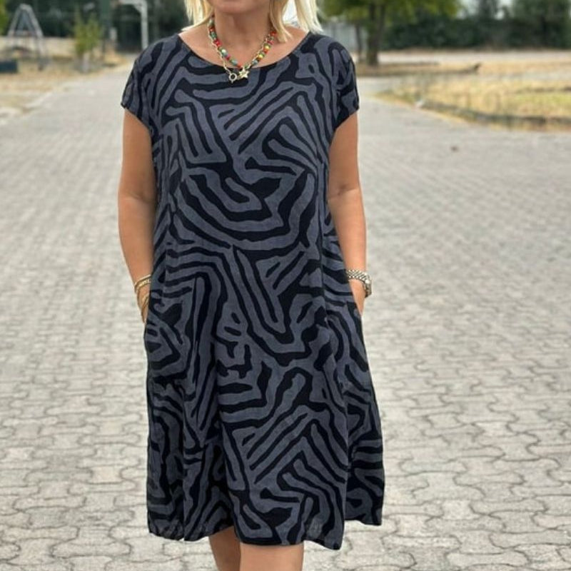 Nelia | Letnja haljina okruglog izreza sa prelepim printom za žene