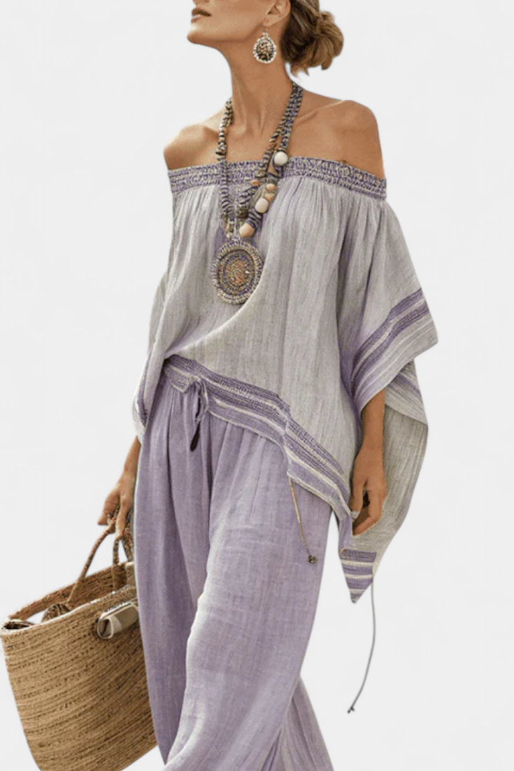 Natália – Boho komplet sa topom i pantalonama