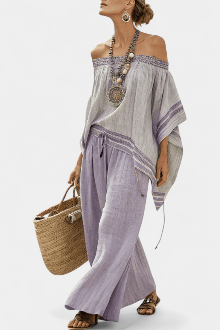 Natália – Boho komplet sa topom i pantalonama
