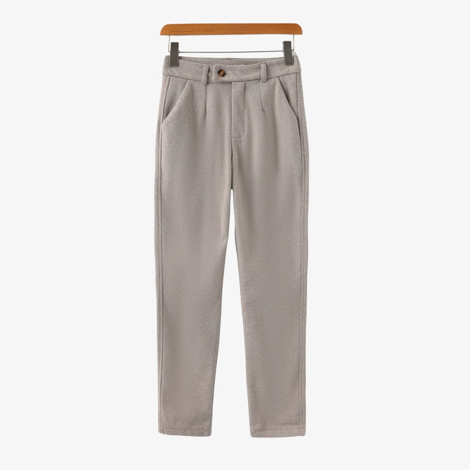 Pantalone od riblja kost tkanine