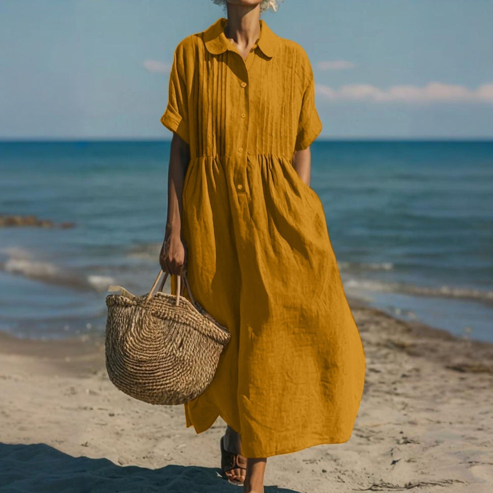 Arianne | Fluidna Haljina-Košulja od Elegantnog Pamuka za Žene