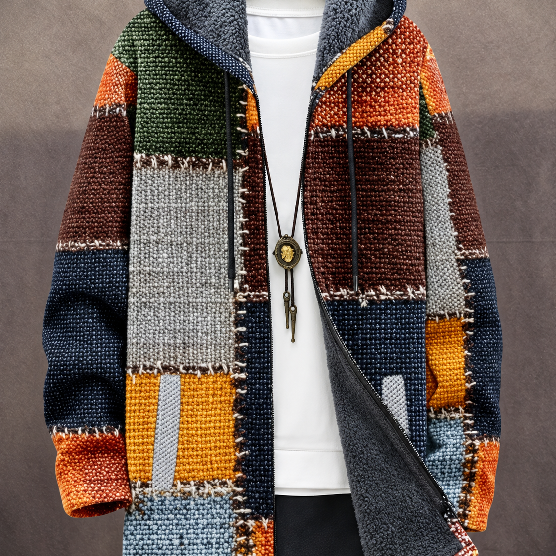 Bianca – Umetnički patchwork kaput sa kapuljačom