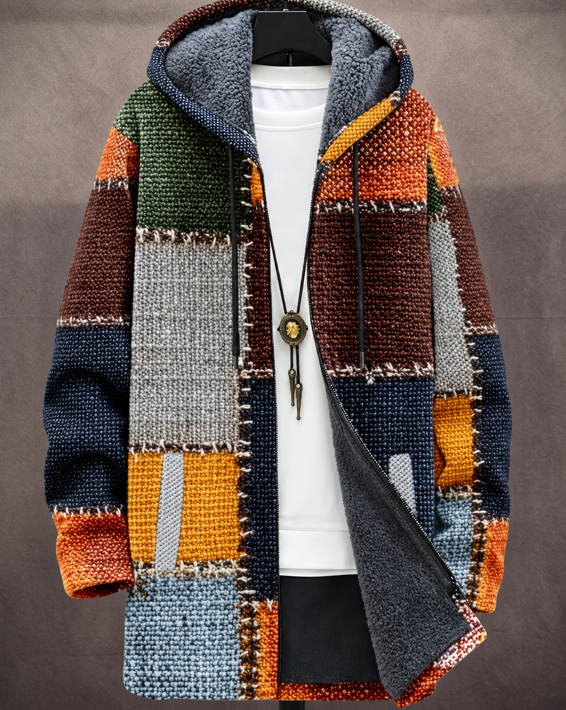 Bianca – Umetnički patchwork kaput sa kapuljačom