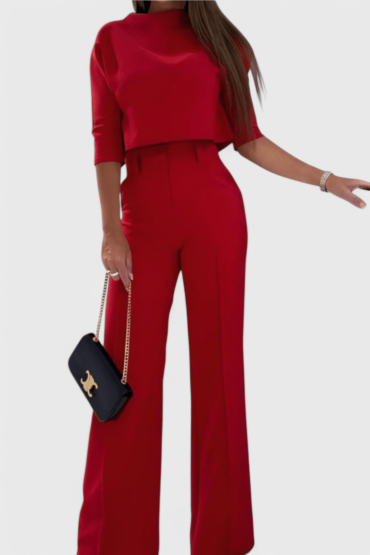 Cleo – Elegantni komplet sa košuljom i širokim pantalonama
