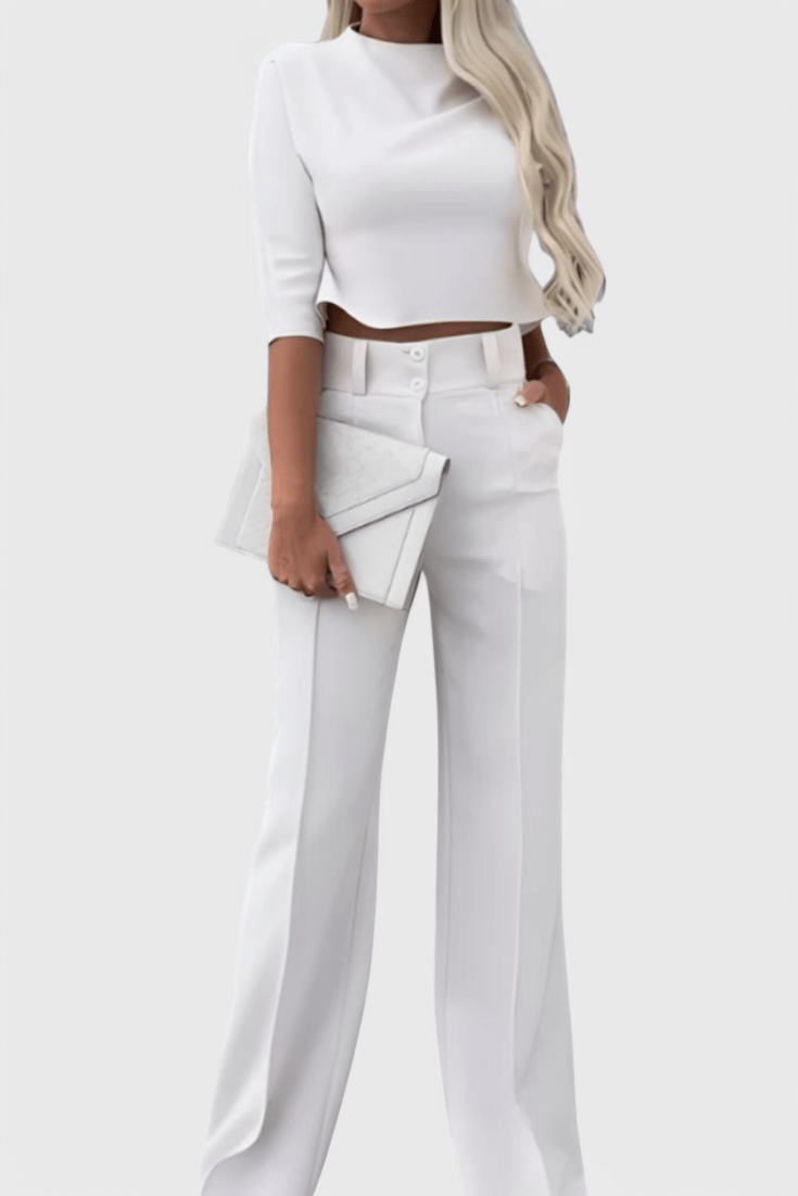 Cleo – Elegantni komplet sa košuljom i širokim pantalonama