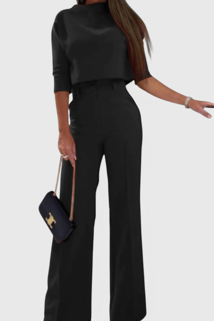Cleo – Elegantni komplet sa košuljom i širokim pantalonama