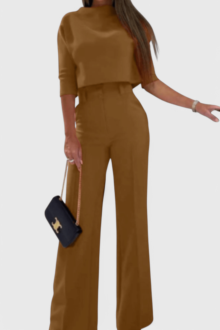 Cleo – Elegantni komplet sa košuljom i širokim pantalonama
