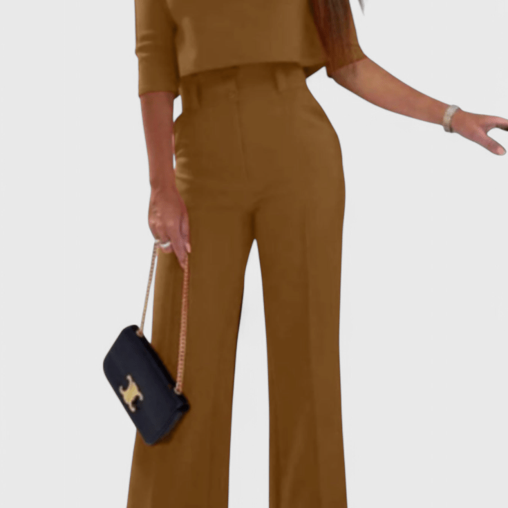 Cleo – Elegantni komplet sa košuljom i širokim pantalonama