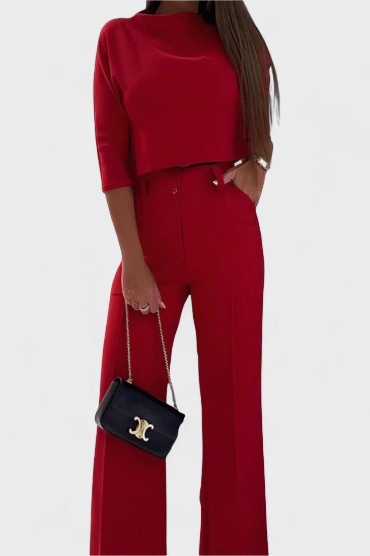 Cleo – Elegantni komplet sa košuljom i širokim pantalonama
