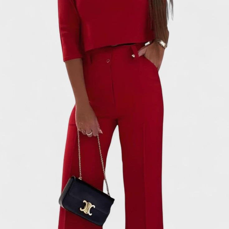 Cleo – Elegantni komplet sa košuljom i širokim pantalonama