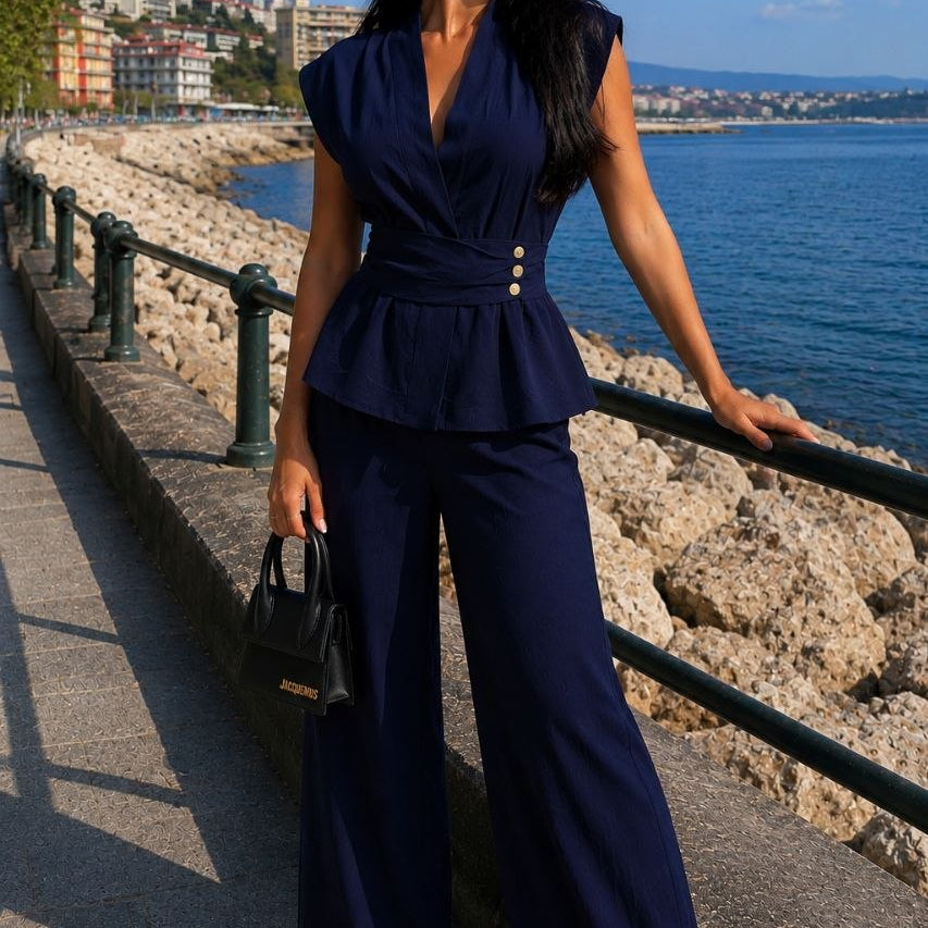 Donna – Minimalistički komplet sa topom i pantalonama