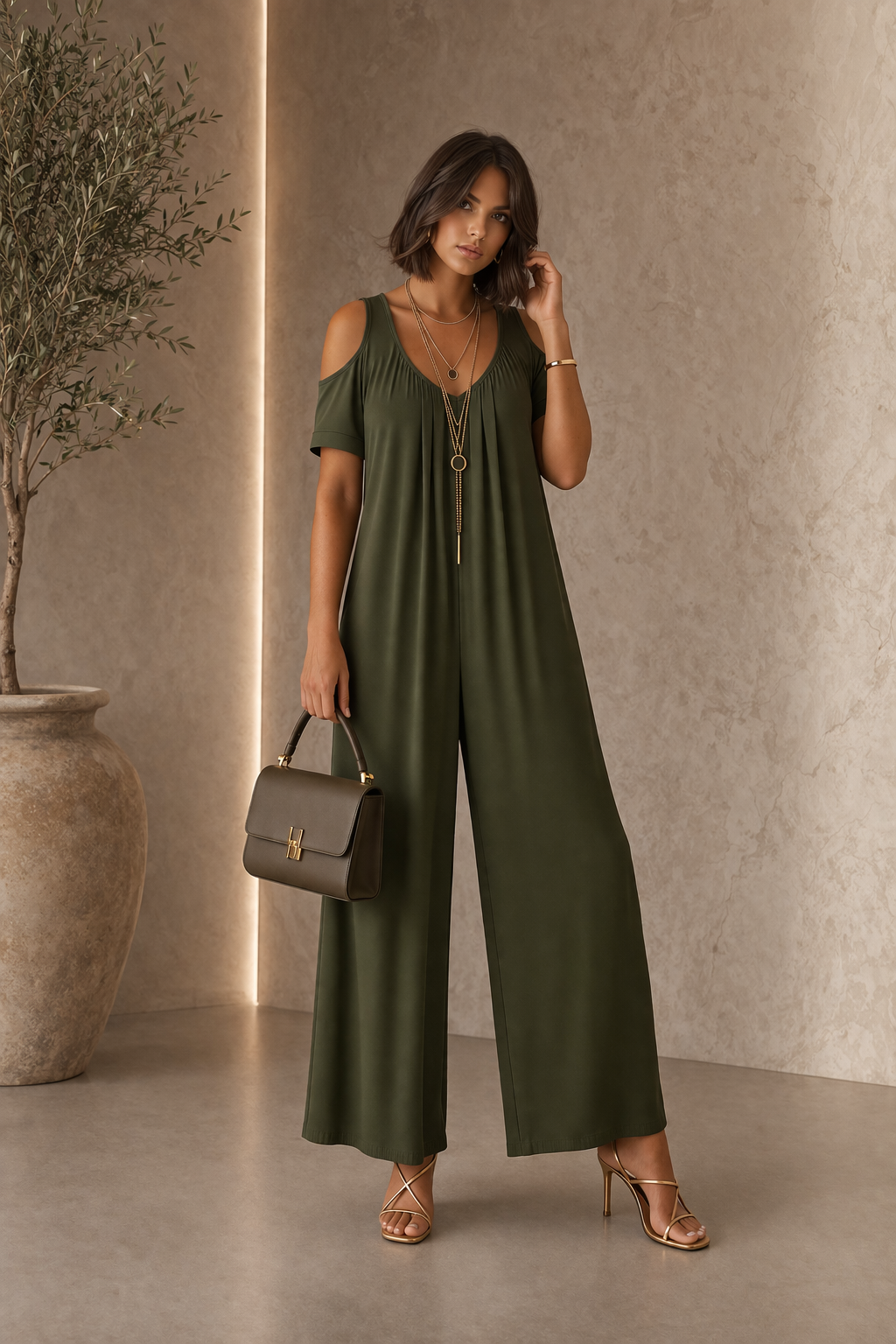 Lulu – Elegantni kombinezon sa otkrivenim ramenima