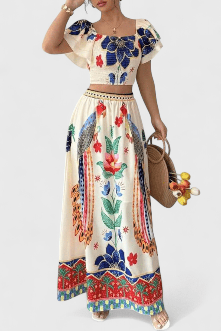 Itzel – Boho komplet sa topom i suknjom