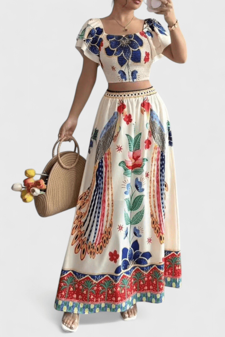 Itzel – Boho komplet sa topom i suknjom