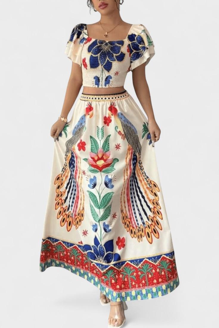 Itzel – Boho komplet sa topom i suknjom