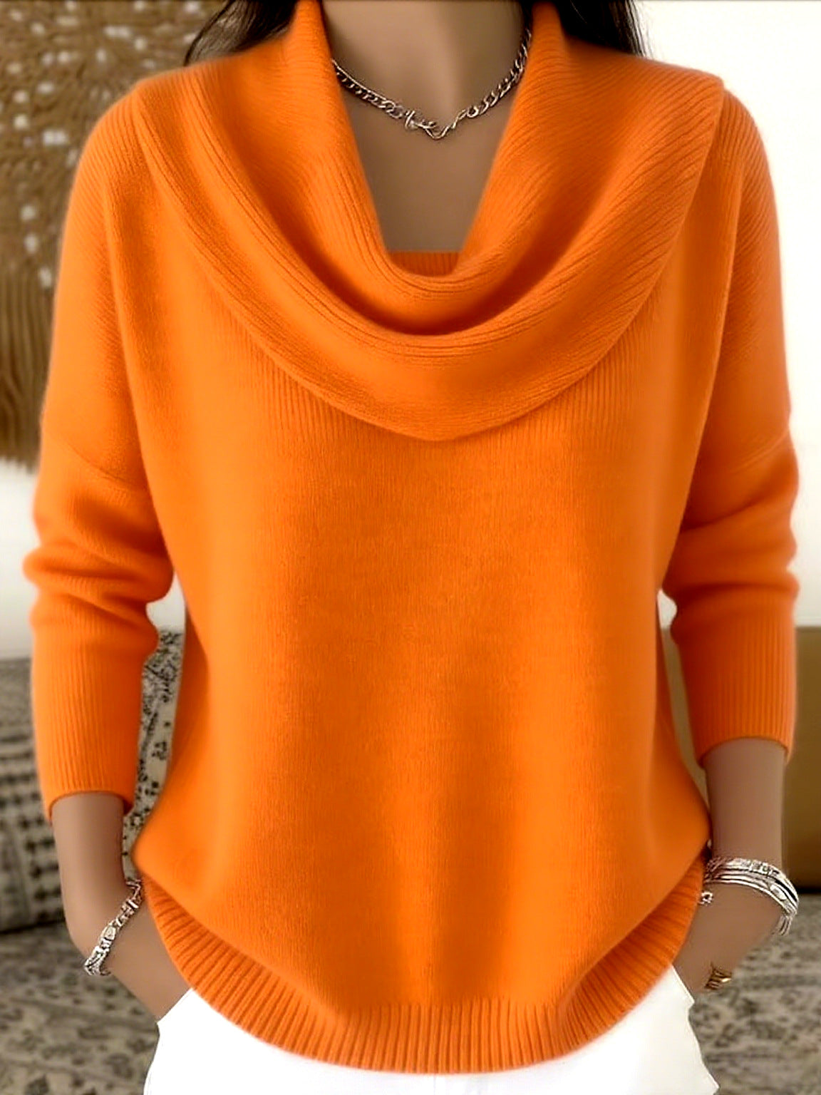 Džemper Gioia sa drapiranom kragnom – narandžasta