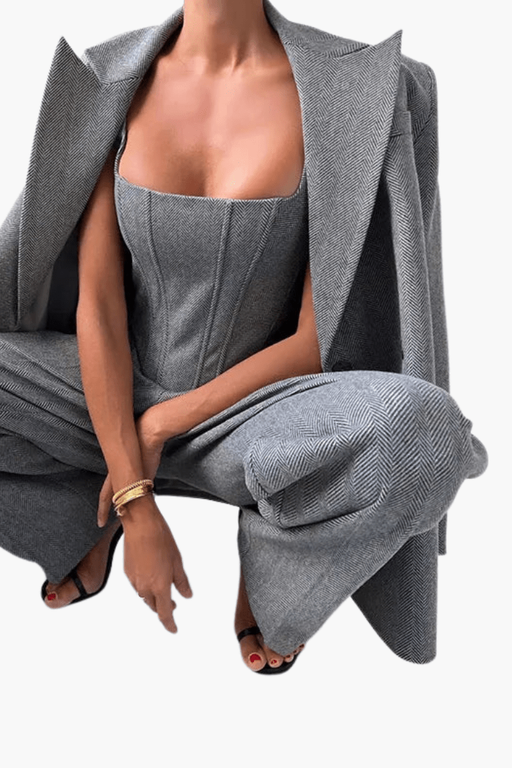 Sienna – Elegantni trodelni komplet sa blejzerom, topom i pantalonama