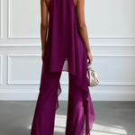Viola – Elegantni komplet sa topom sa vezivanjem oko vrata i pantalonama
