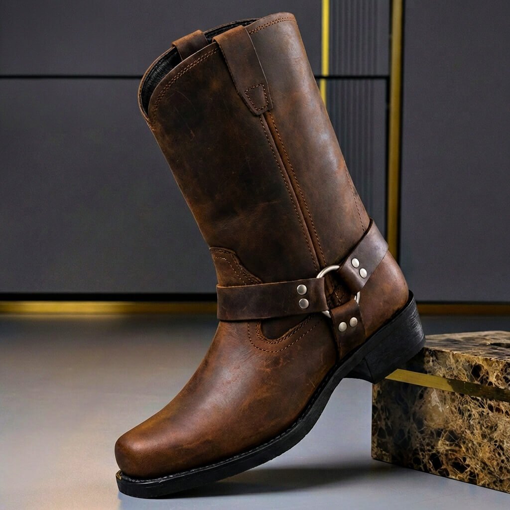 Victor – Muške čizme sa metalnim detaljima – konjak braon