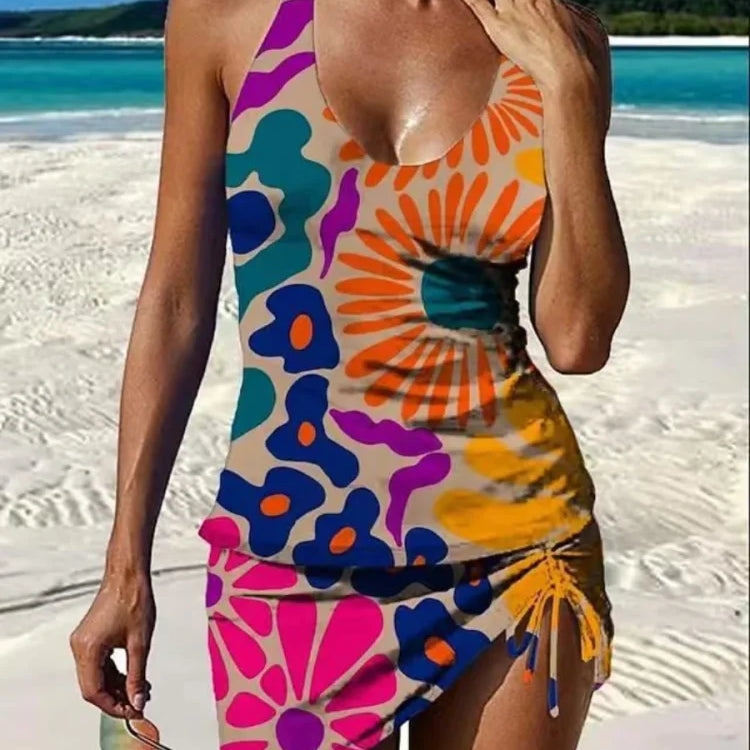 Filipa – Tankini sa grafičkim cvetnim printom i šorcem, efekat ravnog stomaka