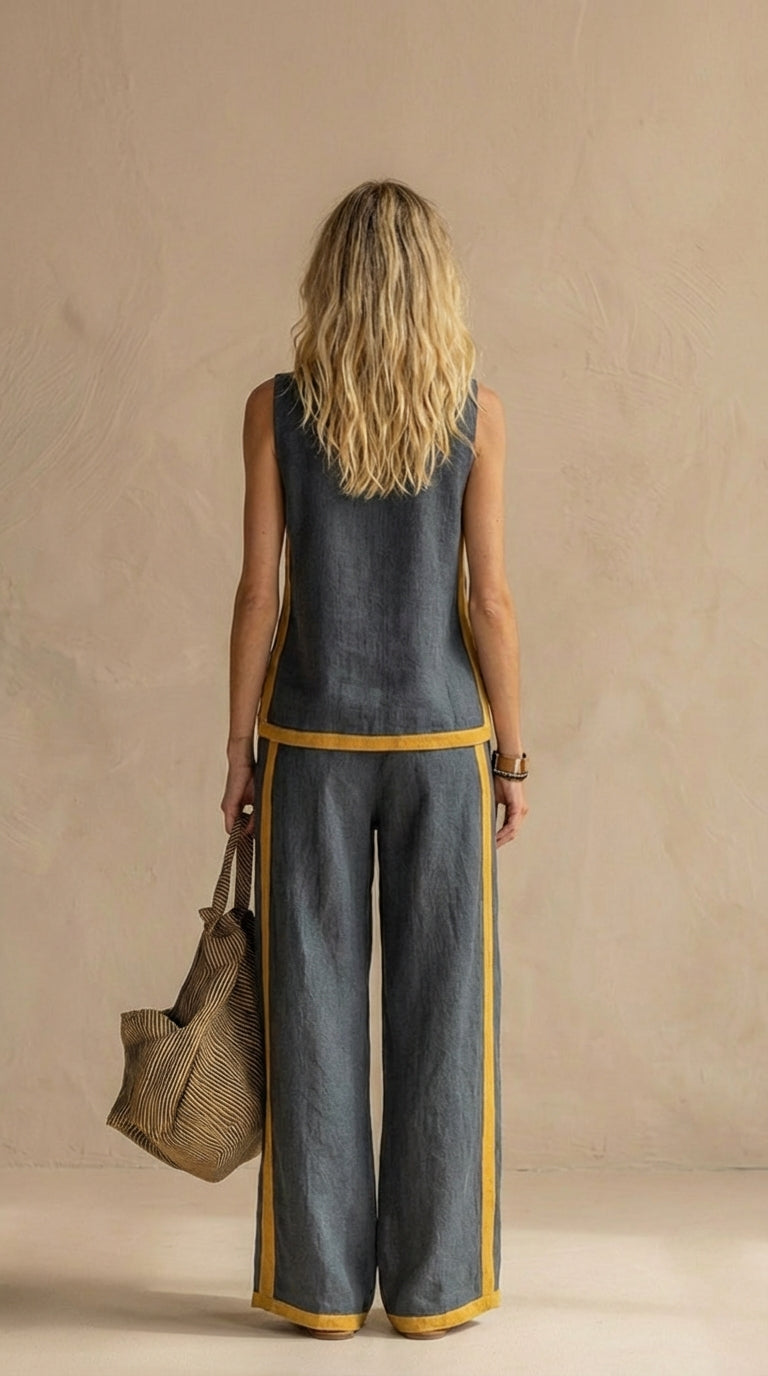 Paula – Laneni komplet sa topom i pantalonama